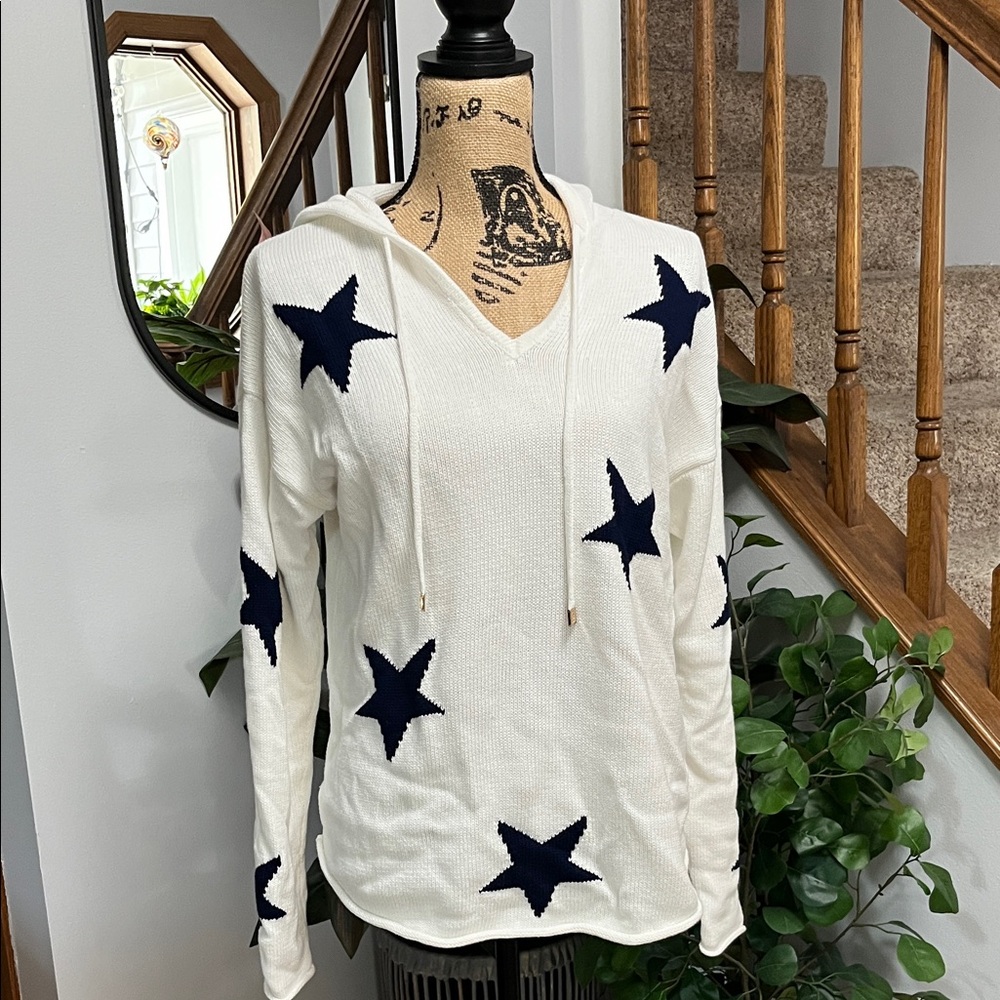 Rachel Zoe White Sweater with Black Stars